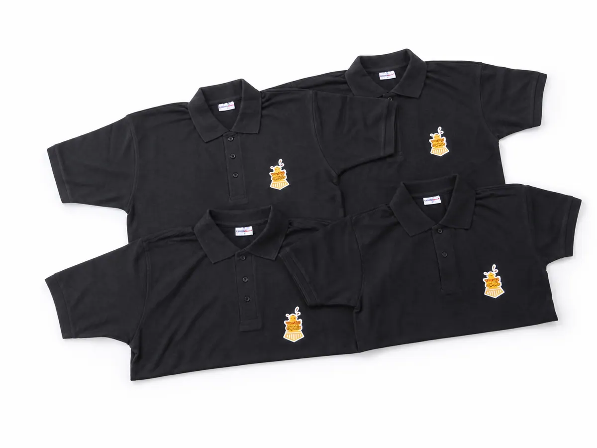 Custom apparel on a white studio background