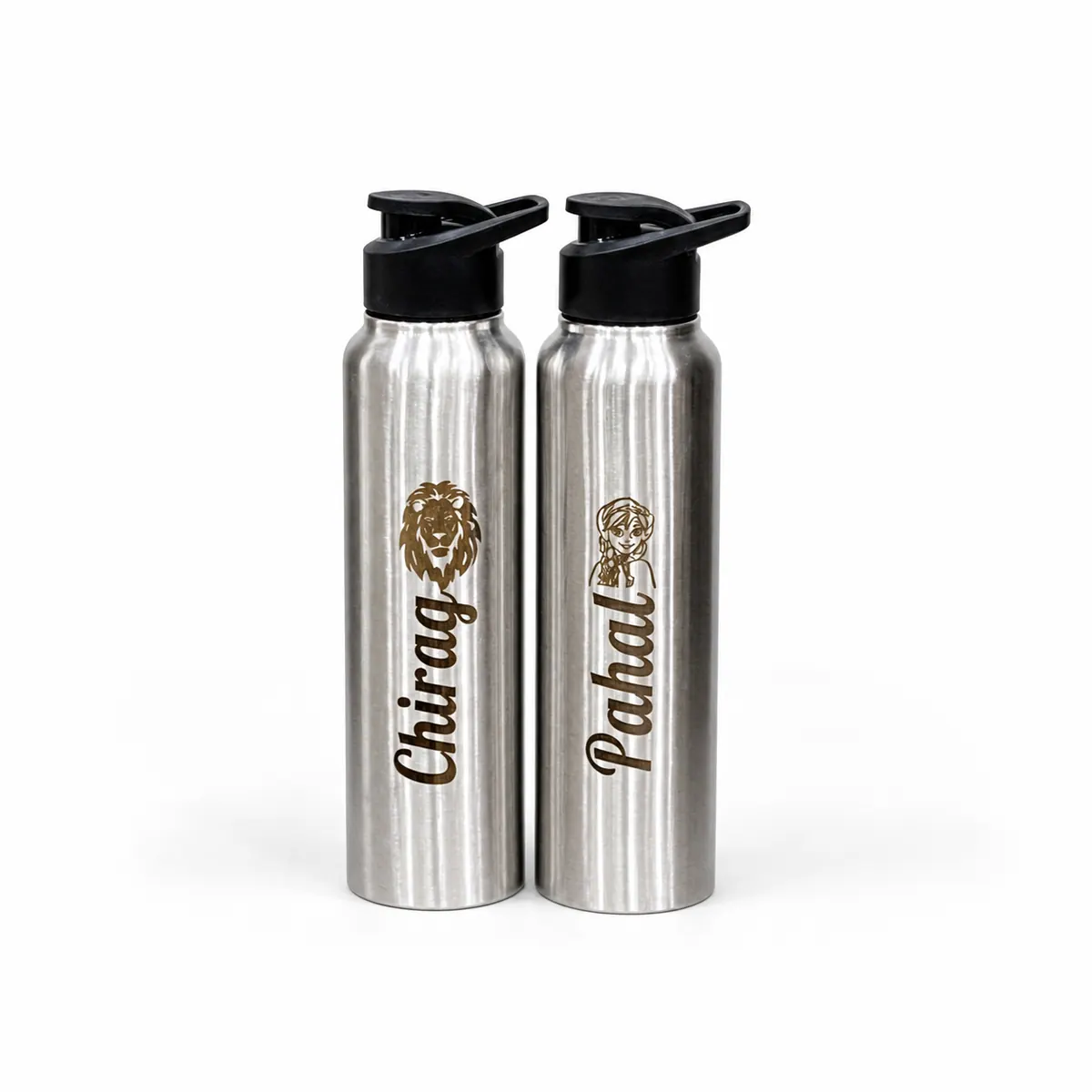Custom bottles on a white studio background