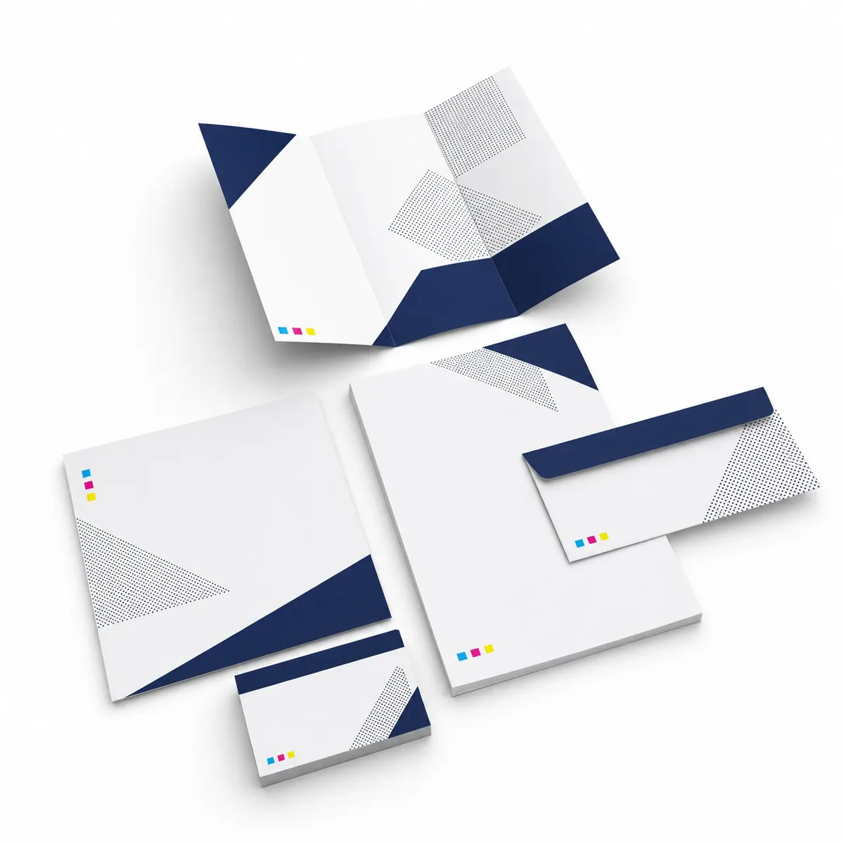 Brochures on a white studio background
