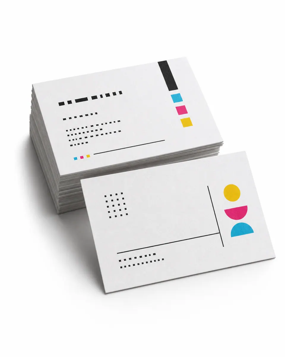 Business cards on a white studio background