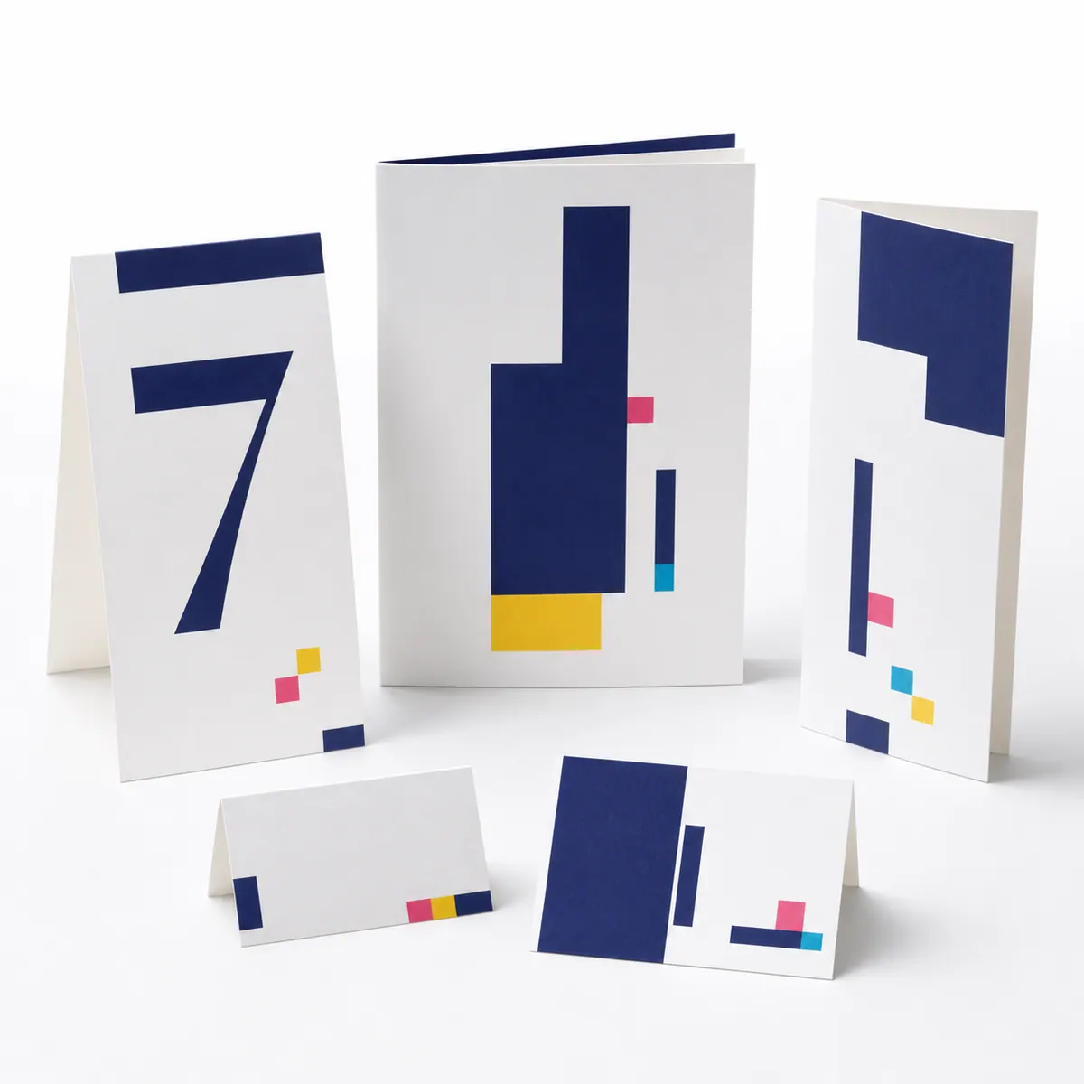 Event cards on a white studio background