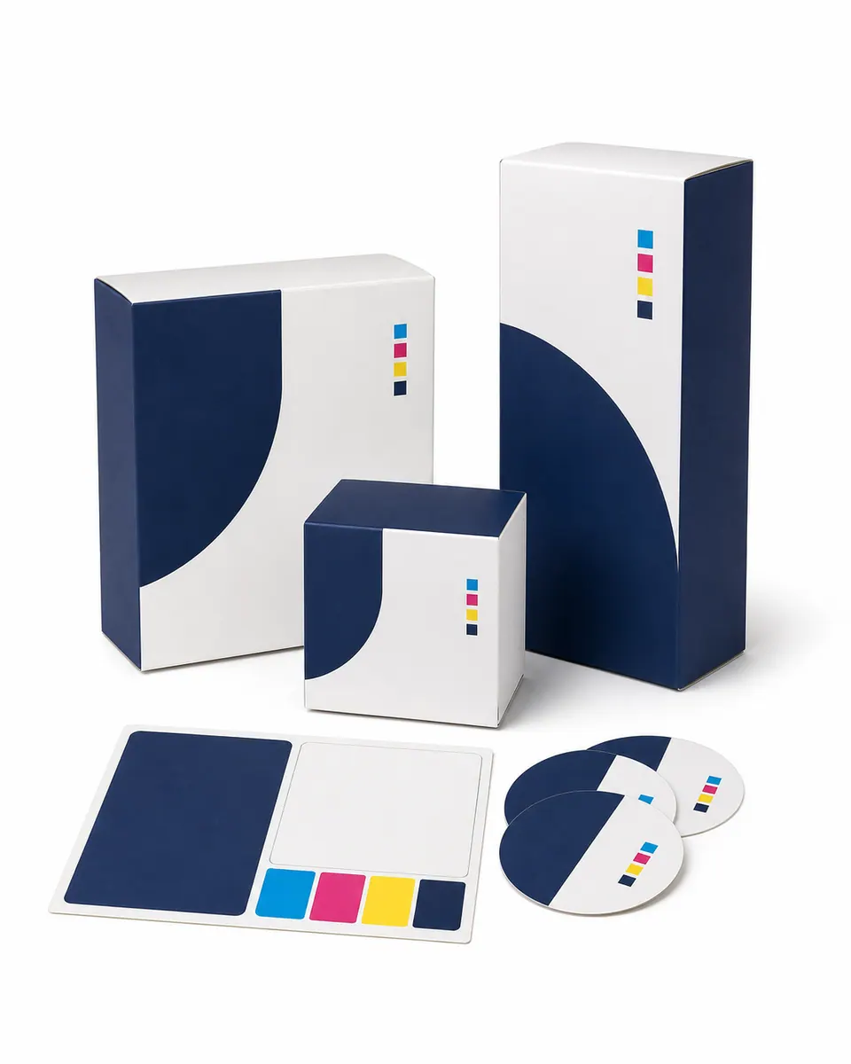 Custom packaging on a white studio background