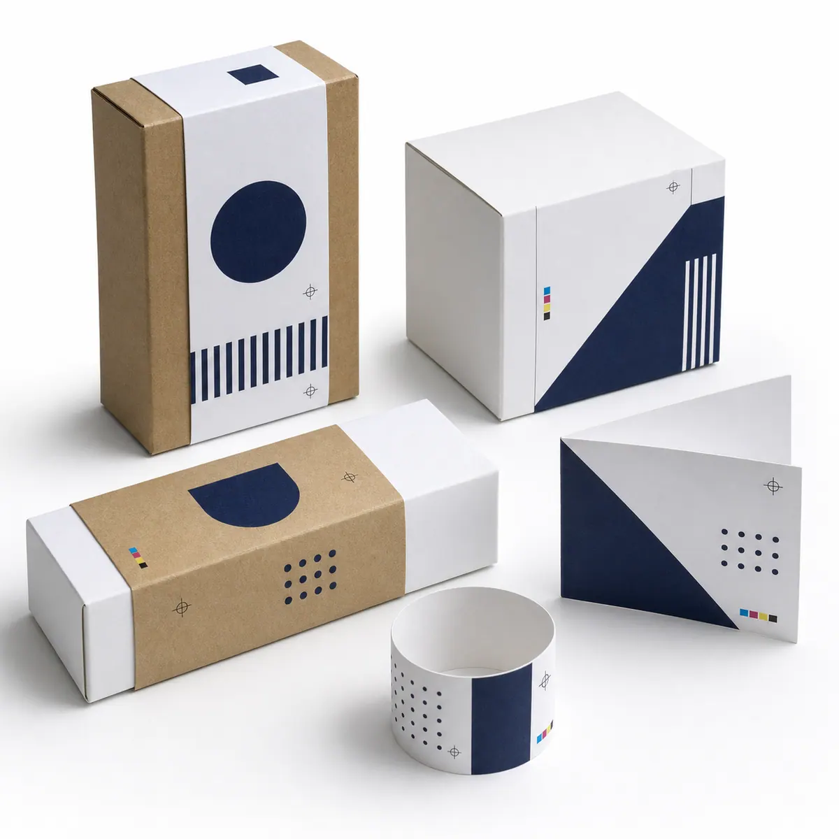 Product sleeves and wraps on a white studio background