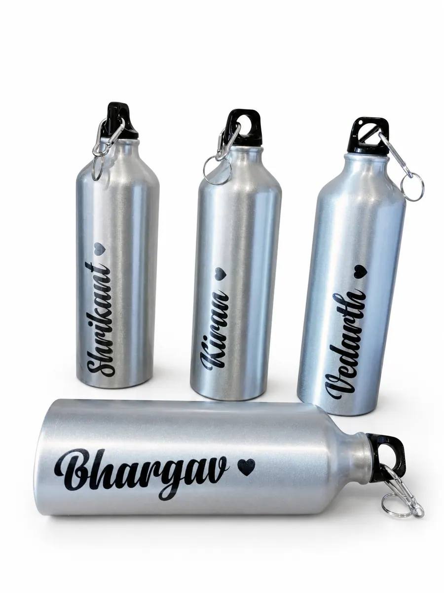 Custom bottle prints on a white studio background